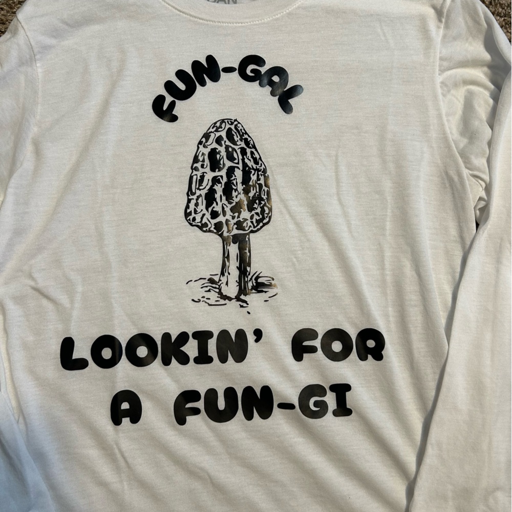 Morel Mushroom Hunting White Long Sleeve Gildan Performance Shirt